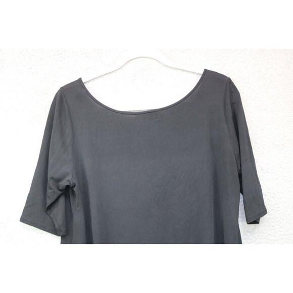 Eileen Fisher Black Semi-Sheer Flowy Top-100% Silk-Size Large - Picture 9 of 9